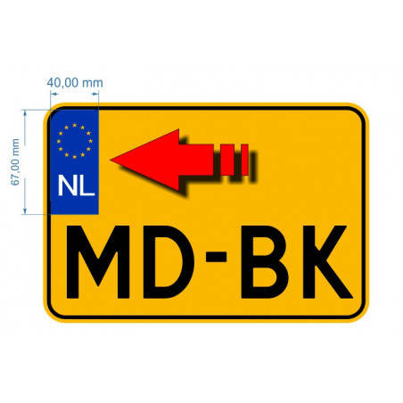 Motor Kentekenplaat sticker Euro NL blauw