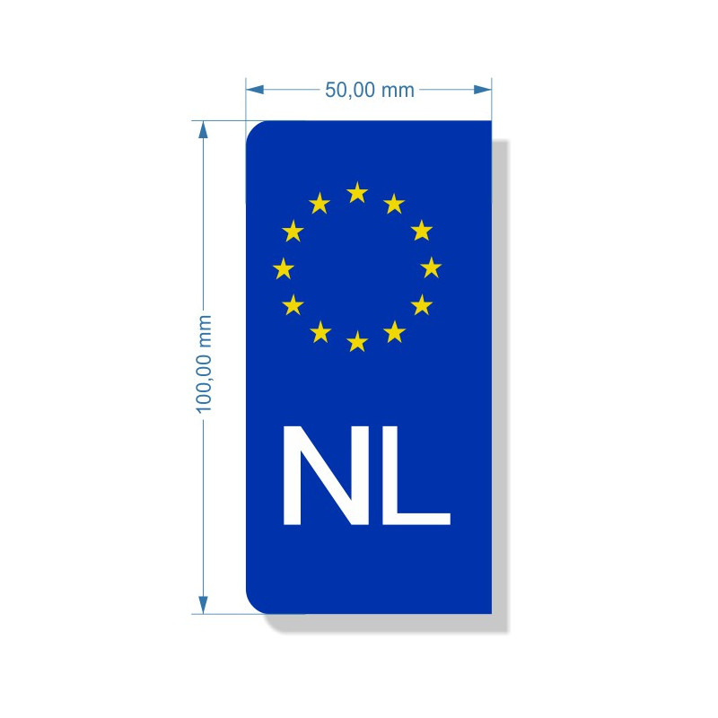 Auto Nummerbord sticker NL blauw