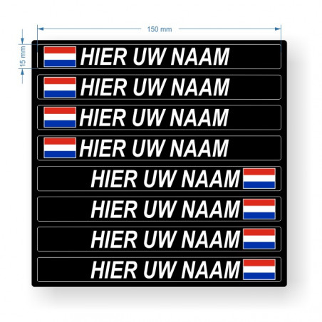 dynastie koken onvergeeflijk Naamstickers met Nederlandse vlag - Zwart - set van 8 stickers