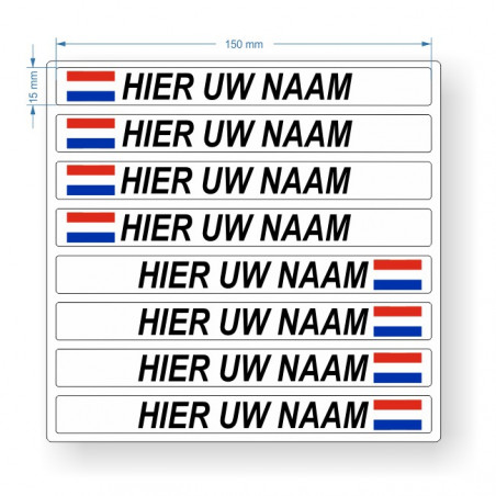 Naamstickers set met Nederlandse vlag wit