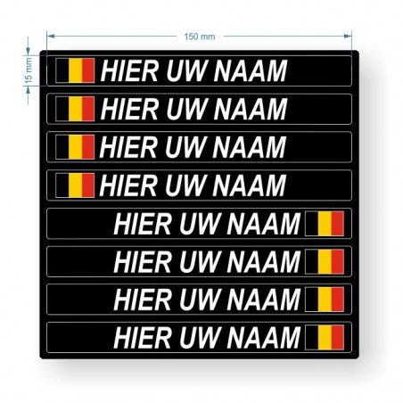Naamstickers set met Belgische vlag zwart