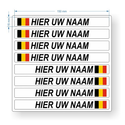 Naamstickers set met Belgische vlag wit