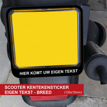 Broederschap Complex Oriënteren Kenteken sticker scooter eigen tekst (brede versie) 125x15mm