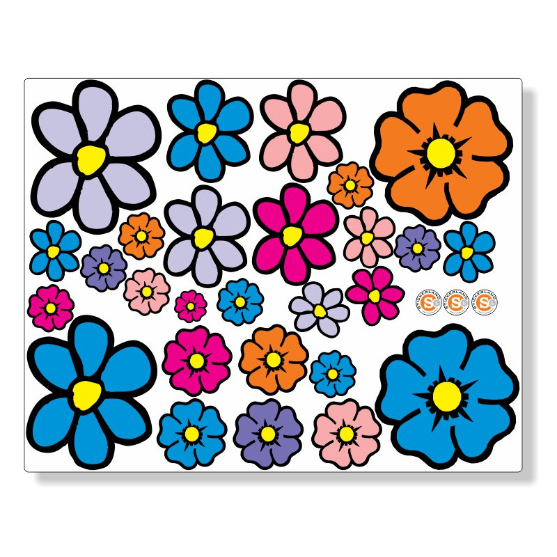 wees stil Permanent hobby Bloemen stickerset fullcolor groot 01