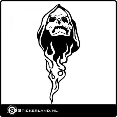 Doodskop vlammen sticker 01