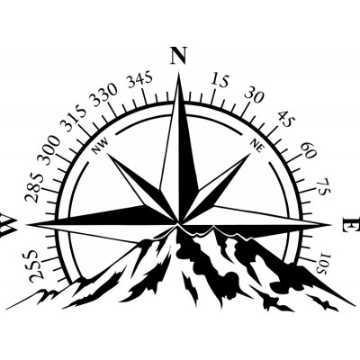 Kompas met berg sticker op 79x58cm