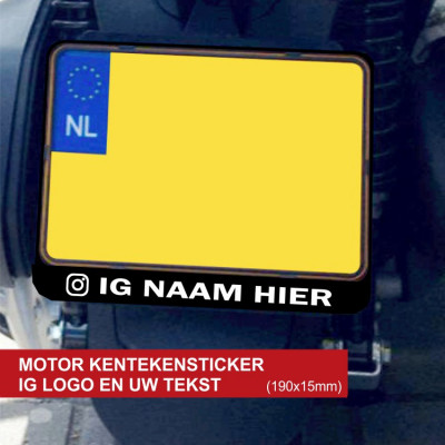 Kentekensticker Motor Instagram met uw tekst 190x15mm