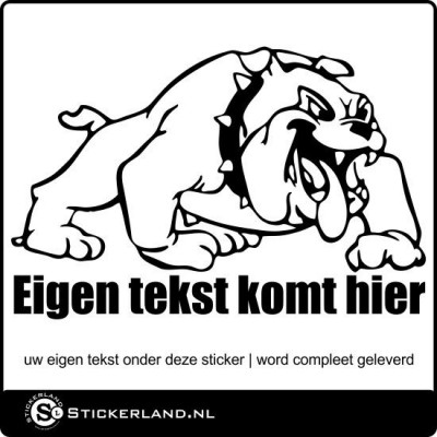 Bulldog XXL sticker met eigen tekst (ca.49x32cm)