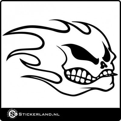 Flaming Skull sticker (45x28cm)