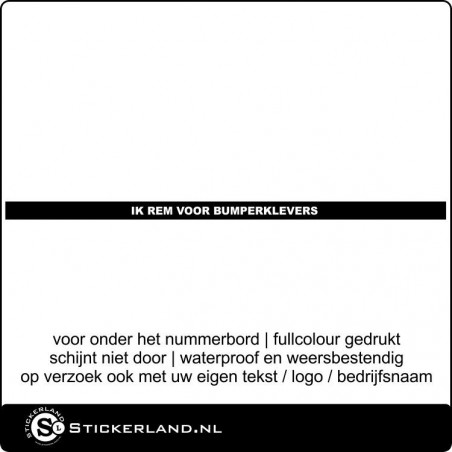 Auto-Kentekensticker Ik rem voor bumperklevers