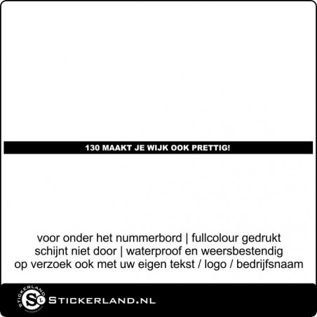 Auto-Kentekensticker 130 maakt je wijk ook prettig