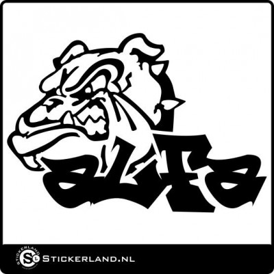 Alfa sticker met bulldog