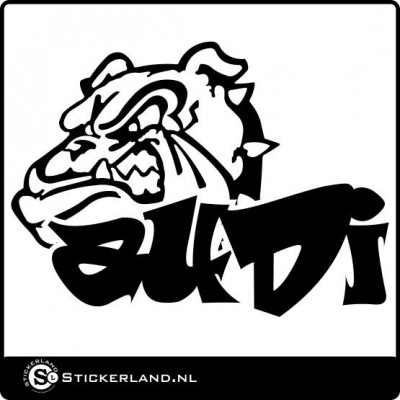 Audi sticker met bulldog