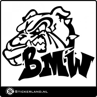BMW sticker met bulldog