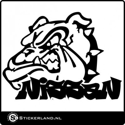 Nissan sticker met bulldog