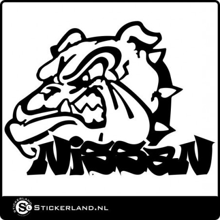 Nissan sticker met bulldog