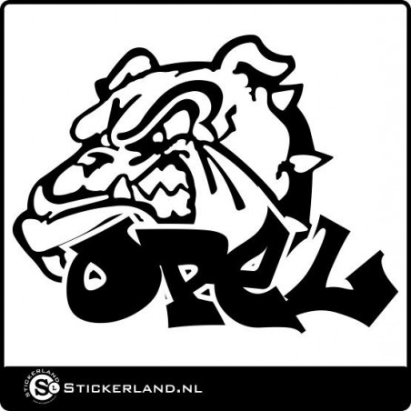 Opel sticker met bulldog