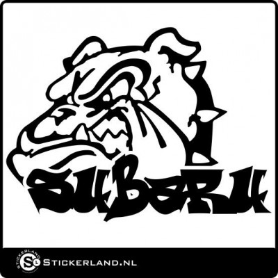 Subaru sticker met bulldog