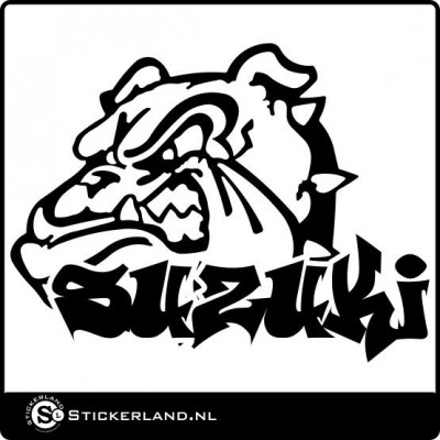 Suzuki sticker met bulldog