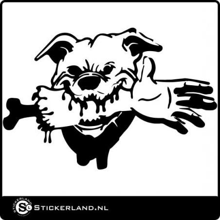 Bad pitbull sticker met arm