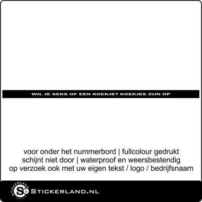 Auto-Kentekensticker wil je sex of wil je een koekje