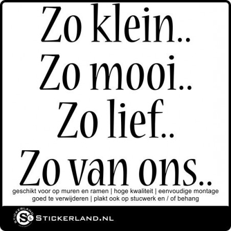 Spreuksticker zo klein zo mooi.. (55x51cm)